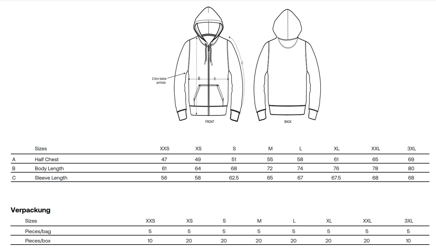 Zip-Hoodie gerade